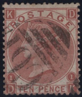 145007 1867 10d PALE RED-BROWN (SG113) 'C61' 4VOS CANCELLATION OF SAN JUAN, PORTO RICO, GOOD USED.