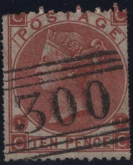 145010 1867 10d RED-BROWN (SG112) DOUBLE PERFORATIONS, FINE USED.