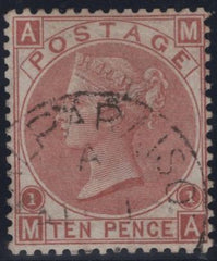 145011 1867 10d PALE RED-BROWN (SG113) 'VALPARAISO' CDS, CHILE VERY FINE USED.