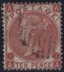 145013 1867 10d PALE RED-BROWN (SG113)(AA) CONSTANT VARIETY 'SMALLER FIGURES '1' (SPEC J97(2)c).