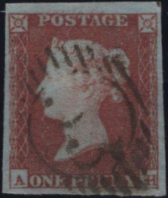 145033 1849 DIE 1 1d PL.93 (SG8)(AH) VERY FINE USED, MISSING IMPRIMATUR LETTERING.