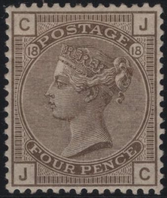 145037 1882 4d GREY-BROWN PL.18 (SG160) GOOD TO FINE UNUSED.