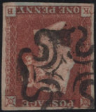 145041 1842 1d PL.25 WATERMARK INVERTED (SG8Wi)(SB) FINE USED.