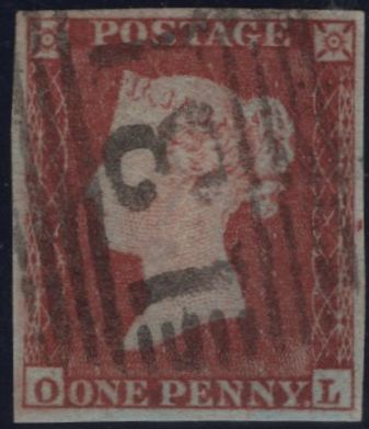 145046 1852 DIE 1 1d PL.153 (SG8)(OL) FINE USED.