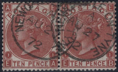 145050 1867 10d DEEP RED-BROWN (SG114) SUPERB USED HORIZONTAL PAIR.