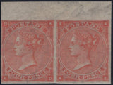 145051  1863 4d PALE RED PL.4 ERROR IMPERFORATE HORIZONTAL PAIR (SG82a) FINE UNUSED.