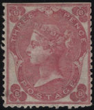 145055 1862 3d ROSE PLATE 3 WITH DOTS (SG78) UNOFFICIAL LINE PERFORATION 14 (SPEC J27a), GOOD UNUSED.