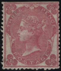 145055 1862 3d ROSE PLATE 3 WITH DOTS (SG78) UNOFFICIAL LINE PERFORATION 14 (SPEC J27a), GOOD UNUSED.
