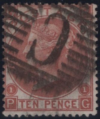 145058 1867 10d RED-BROWN (SG112)(PG) CANCELLED 'C' OF CONSTANTINOPLE, GOOD USED.