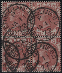 145066 1867 10d RED-BROWN (SG112) FINE TO VERY FINE USED BLOCK OF FOUR.