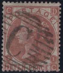 145069 1867 10d PALE RED-BROWN (SG113)(DC) 'C' CANCELLATION CONSTANTINOPLE, GOOD USED.