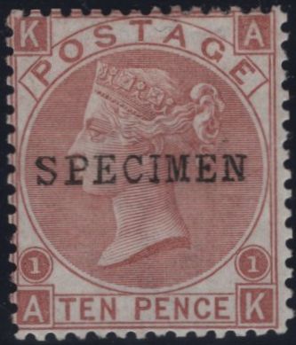 145070 1867 10d PALE RED-BROWN (SG113)(AK) FINE UNUSED OVERPRINTED 'SPECIMEN' TYPE 9 (SPEC J97(2)s).