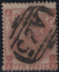 145074 1867 10d PALE RED-BROWN (SG113)(AA) CONSTANT VARIETY 'SMALL FIGURES '1' (SPEC J97(2)c) CANCELLED 'A25' NUMERAL OF MALTA.