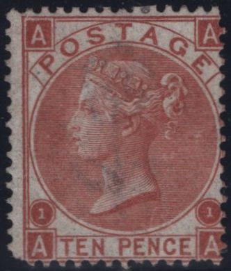 145075 1867 10d RED-BROWN (SG112)(AA) CONSTANT VARIETY 'SMALLER FIGURES '1' (SPEC J97(1)c), UNUSED.