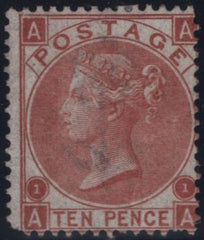 145075 1867 10d RED-BROWN (SG112)(AA) CONSTANT VARIETY 'SMALLER FIGURES '1' (SPEC J97(1)c), UNUSED.