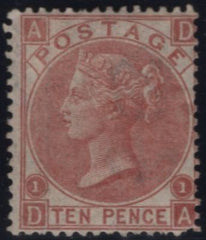 145077 1867 10d PALE RED-BROWN (SG113)(DA) UNUSED.
