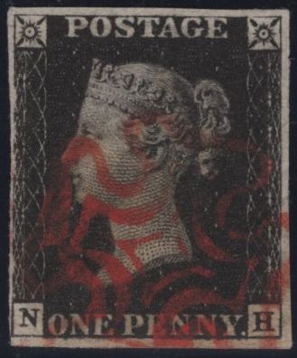 145079 1840 1d INTENSE BLACK PL.5 (SG1)(NH) GOOD TO FINE USED.