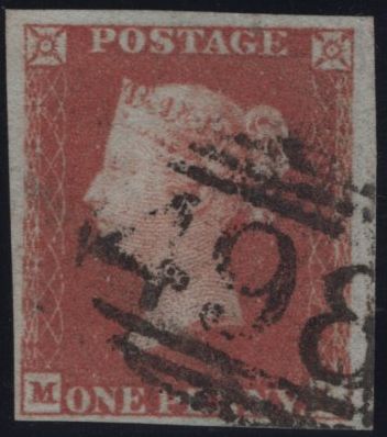 145085 1849 DIE 1 1d PL.96 (SG8)(ML)  FINE USED.