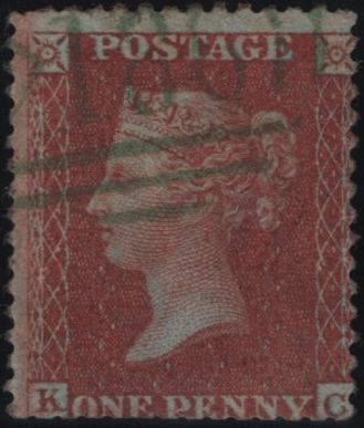 145087 1855 DIE 2 1d PL.6 (SG21) GREEN DUBLIN CANCELLATION, USED.