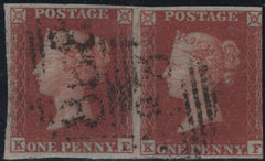 145103 1852 DIE 1 1d PL.154 (SG8) GOOD USED HORIZONTAL PAIR KE KF.