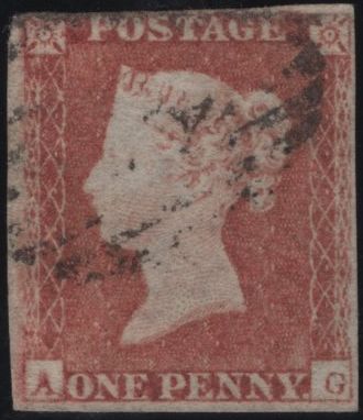 145106 1849 DIE 1 1d PL92  (AG RE-ENTRY)(SPEC BS81a) SLIGHT PLATE WEAR (SG9) USED.
