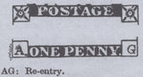 145106 1849 DIE 1 1d PL92  (AG RE-ENTRY)(SPEC BS81a) SLIGHT PLATE WEAR (SG9) USED.