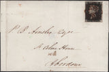 145116 1840 MAIL KIRKCALDY TO ABERDEEN 1d BLACK PL.2 (SG2)(HL) MALTESE CROSS OF KIRKCALDY IN BROWN (SPEC A1vi).