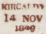 145116 1840 MAIL KIRKCALDY TO ABERDEEN 1d BLACK PL.2 (SG2)(HL) MALTESE CROSS OF KIRKCALDY IN BROWN (SPEC A1vi).