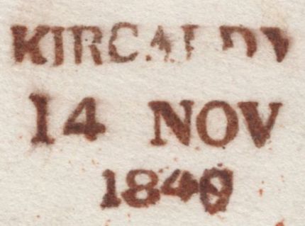 145116 1840 MAIL KIRKCALDY TO ABERDEEN 1d BLACK PL.2 (SG2)(HL) MALTESE CROSS OF KIRKCALDY IN BROWN (SPEC A1vi).