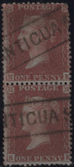 145169 1856 DIE 2 1d PL.24 S.C.14 (SPEC C7 ABNORMAL) GOOD USED VERTICAL PAIR RE SE.