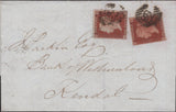 145175 1855 MAIL LONDON TO KENDAL, WESTMORLAND WITH RARE COMBINATION OF THE TWO PENNY RED DIES, DIE 1 PL.194 (SG17) AND DIE 2 PL.6 (SG21).