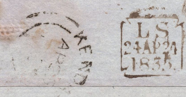 145175 1855 MAIL LONDON TO KENDAL, WESTMORLAND WITH RARE COMBINATION OF THE TWO PENNY RED DIES, DIE 1 PL.194 (SG17) AND DIE 2 PL.6 (SG21).