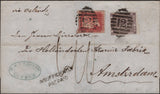 145203 1863 UNDERPAID MAIL LONDON TO AMSTERDAM 6d (SG83) AND 1d (SG42) 'INSUFFICIENTLY/PREPAID' HANDSTAMP.