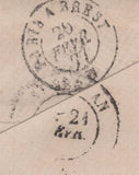 145207 1877  MAIL LONDON TO FRANCE 2d BLUE PL.15 (SG46) ½d pl.10 (SG48).
