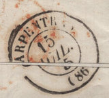 145212 1855 MAIL LONDON TO CARPENTRAS, VAUCLUSE, FRANCE PAIR 2d BLUE PL.4 S.C.14 (SG23).