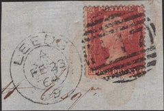 145217 1864 PIECE DIE 2 1d ALPHABET IV PL.51 (SG42) FINE STRIKE 'LEEDS/447' DOUBLE RING EXPERIMENTAL DUPLEX.