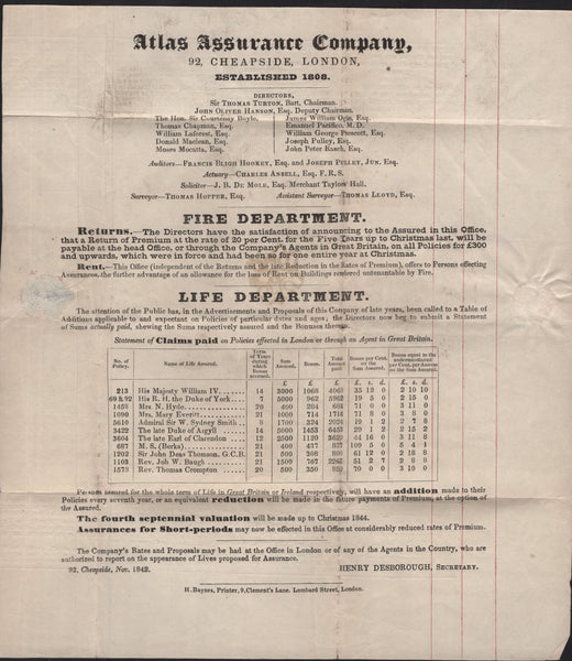 145247 1844 1d MULREADY WRAPPER STEREO A47 LONDON TO ST. IVES CORNWALL No. '2' IN MALTESE CROSS (SPEC ME1wb) 'ATLAS ASSURANCE COMPANY' ADVERT (MA103i), FINE USED.