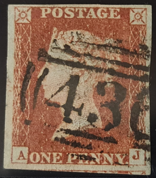 150012 1844 1D PL.45 (SG8)(AJ) FINE USED MISSING IMPRIMATUR LETTERING.
