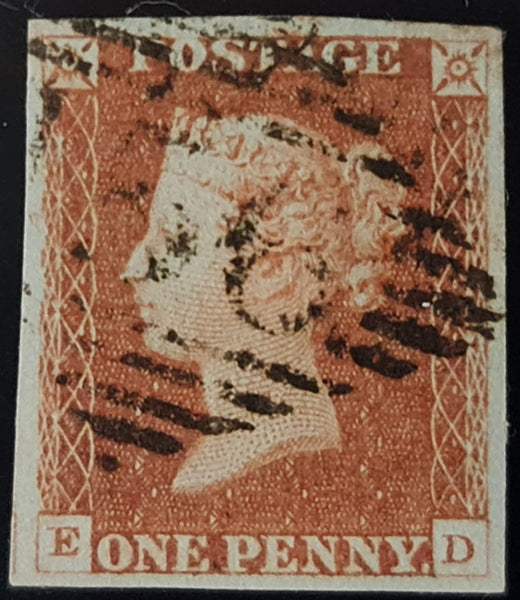 150014 1845 1D PL.64 PALE RED-BROWN SHADE (SG9)(ED) FINE USED.