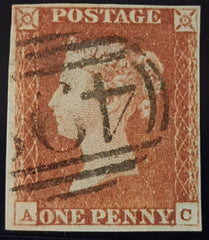 150026 1847 1D PL.75 (SG8)(AC) MISSING IMPRIMATUR LETTERING FINE USED