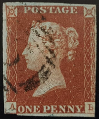 150089 1845 1D PL.58 (SG8) (AB CONSTANT VARIETY 'DOUBLE B' SPEC BS47b).