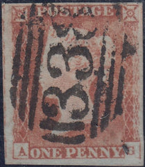150092 1846 1D PL.66 (SG9)(AG) MISSING IMPRIMATUR LETTERING FINE USED.