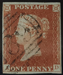 150103 1844 1D PL.46 (SG8)(AD) MISSING IMPRIMATUR LETTERING FINE USED.