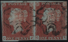 150168 1842 1D PL.23 (SG8)(CJ/CK) GOOD USED HORIZONTAL PAIR.
