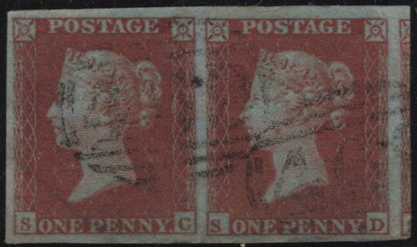 150173 1852 1D PL.148 (SG8)(SC/SD) GOOD USED HORIZONTAL PAIR.