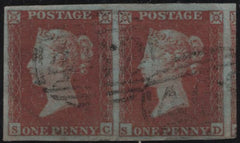 150173 1852 1D PL.148 (SG8)(SC/SD) GOOD USED HORIZONTAL PAIR.