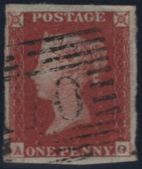 150183 1845 1D PL.53 (SG8)(AG) MISSING IMPRIMATUR LETTERING FINE USED.