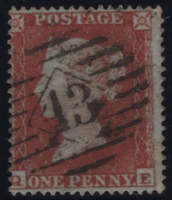 150239 1854 DIE 1 1D PL.187 (SG17)(QE) USED.
