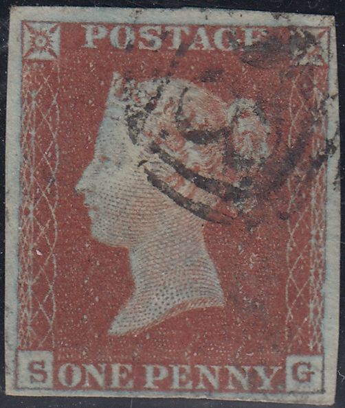 150290 1844 1D PL.50 (SG8)(SG) MISSING IMPRIMATUR LETTERING VERY FINE USED.