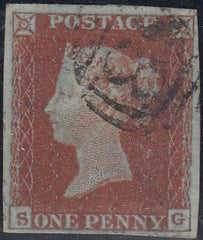 150290 1844 1D PL.50 (SG8)(SG) MISSING IMPRIMATUR LETTERING VERY FINE USED.